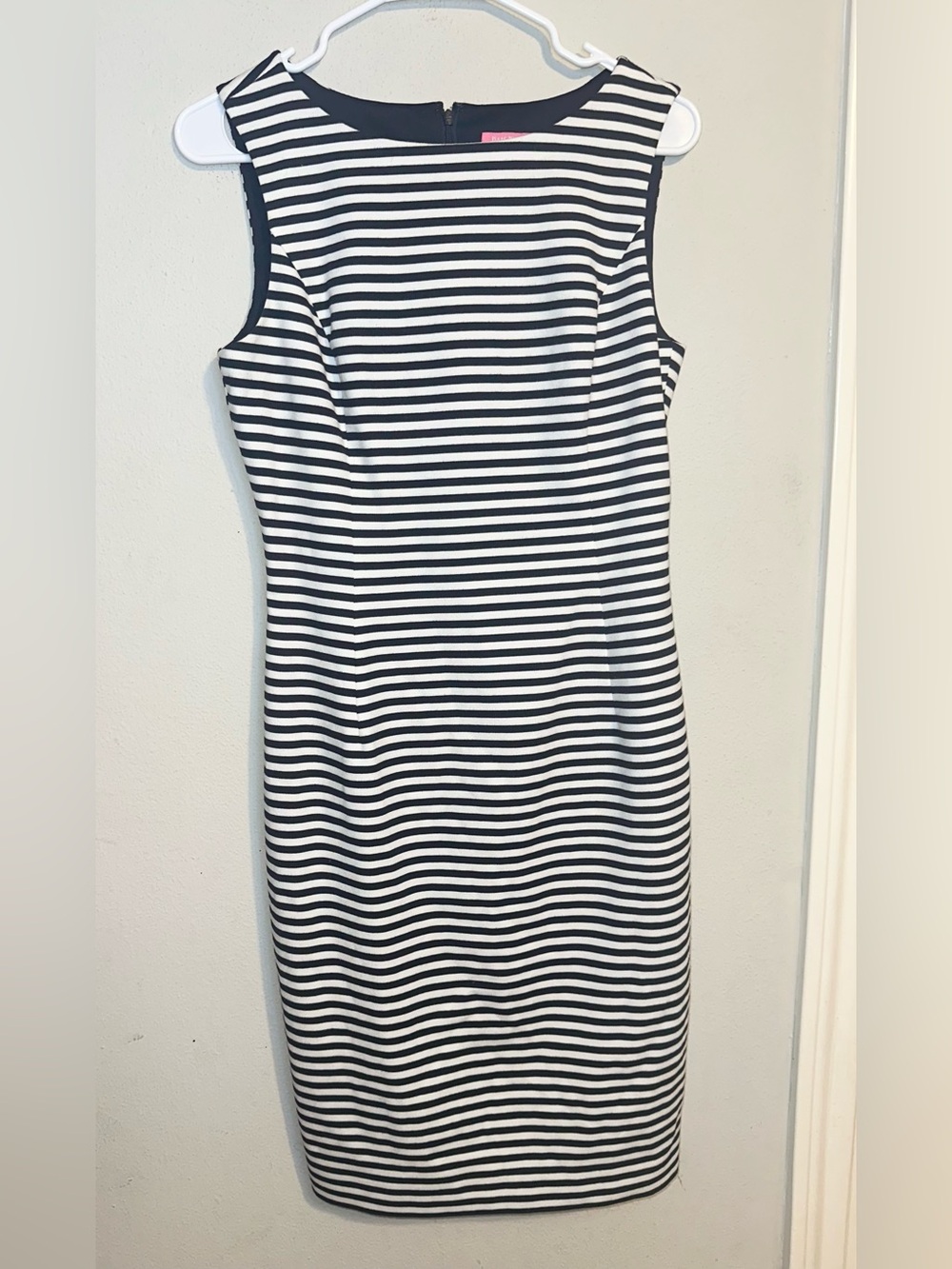 Isaac Mizrahi Black and White Striped Sheath Dress